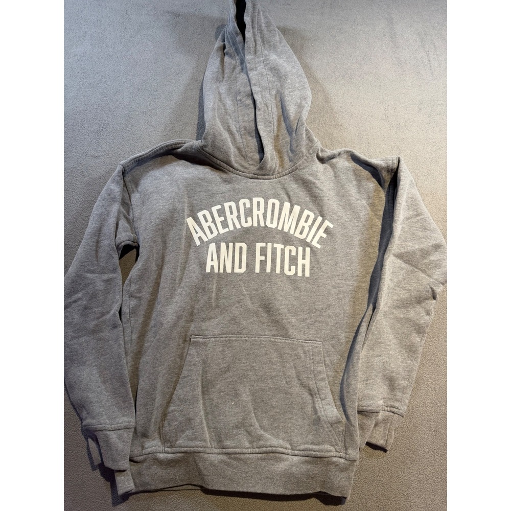 Abercrombie Kids Gray Relaxed Fit Logo Hoodie Sweatshirt Size 11/12